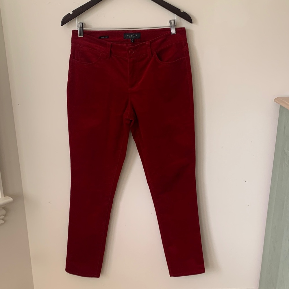 Talbots Vibrant Red Velvety Trousers Women’s SZ 6 taper leg mid rise